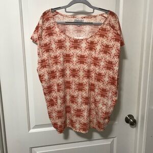 Ocean + Coast Plus Size Short Sleeve U-Neck Printed Top 2X NWT